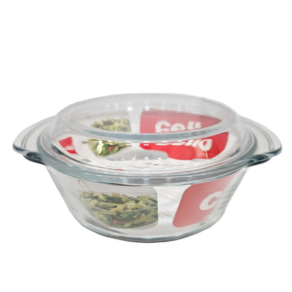 Cello Angelica Glassware Borosilicate Casserole with lid Microwave Safe (Approx:1100ml)