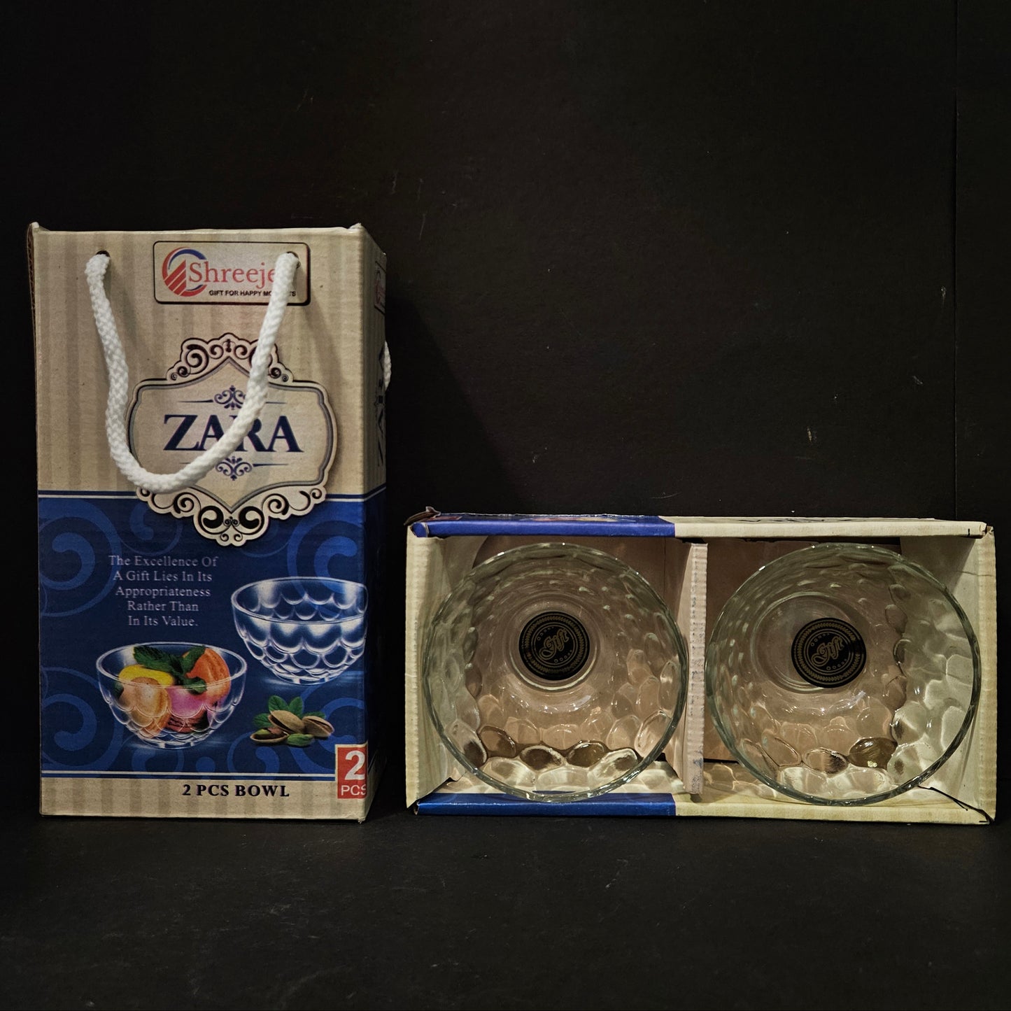 Shreejee Zara 2pcs Glass bowl set perfect for Return gifting