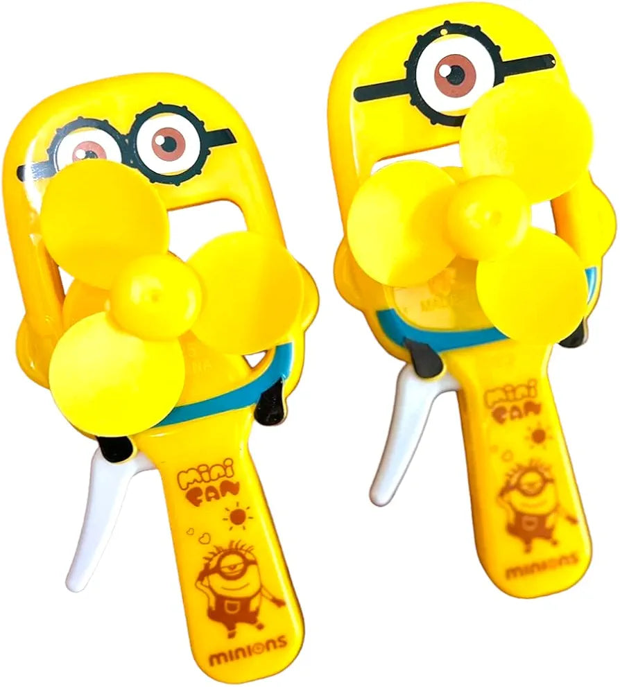 Mini Fan Minions Toy Manual Press Cooling Fan Hand Press Fan Toy for Summer Outdoor.