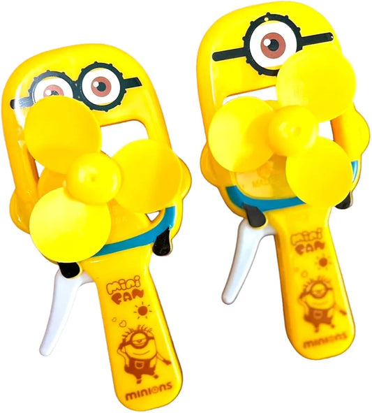Mini Fan Minions Toy Manual Press Cooling Fan Hand Press Fan Toy for Summer Outdoor.