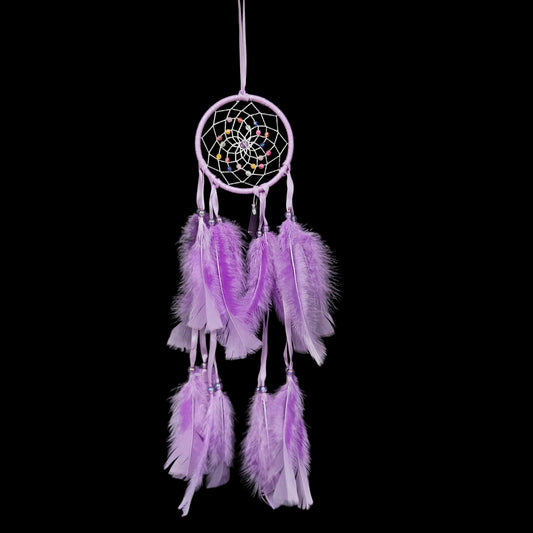 Dream Catchers Wall Decor for Women Purple Dreamcatcher Hanging Decor with Feathers and Beads,Handmade Craft Wall Hanging for Bedroom Home Decor Party Wedding Gift