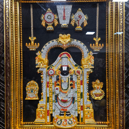 Lord Balaji Photo Frame with multi colour lighting & slokam perfect for Marriage gifting,house warming
