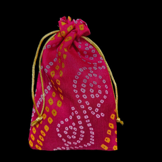Chunri Print Fabric Potli Batwa Bag Bridal Purse Women Shagun Pouch