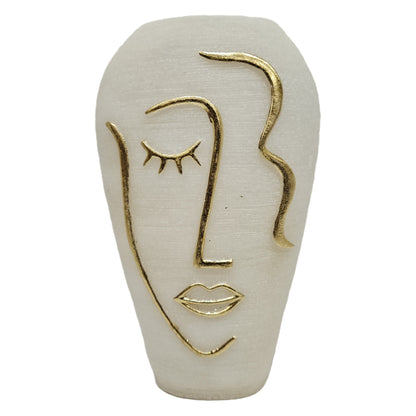 Modern Minimalist Faceline Vase, a decorative ceramic flower vase featuring abstract line art of a human face