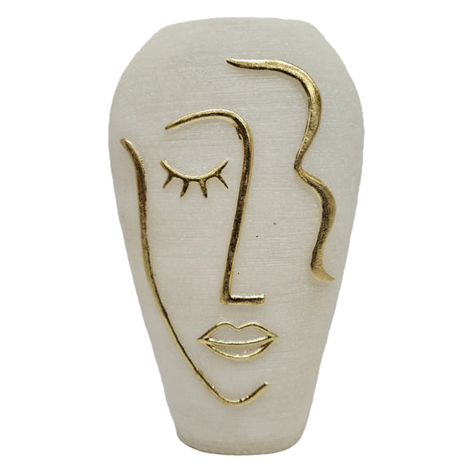 Modern Minimalist Faceline Vase, a decorative ceramic flower vase featuring abstract line art of a human face