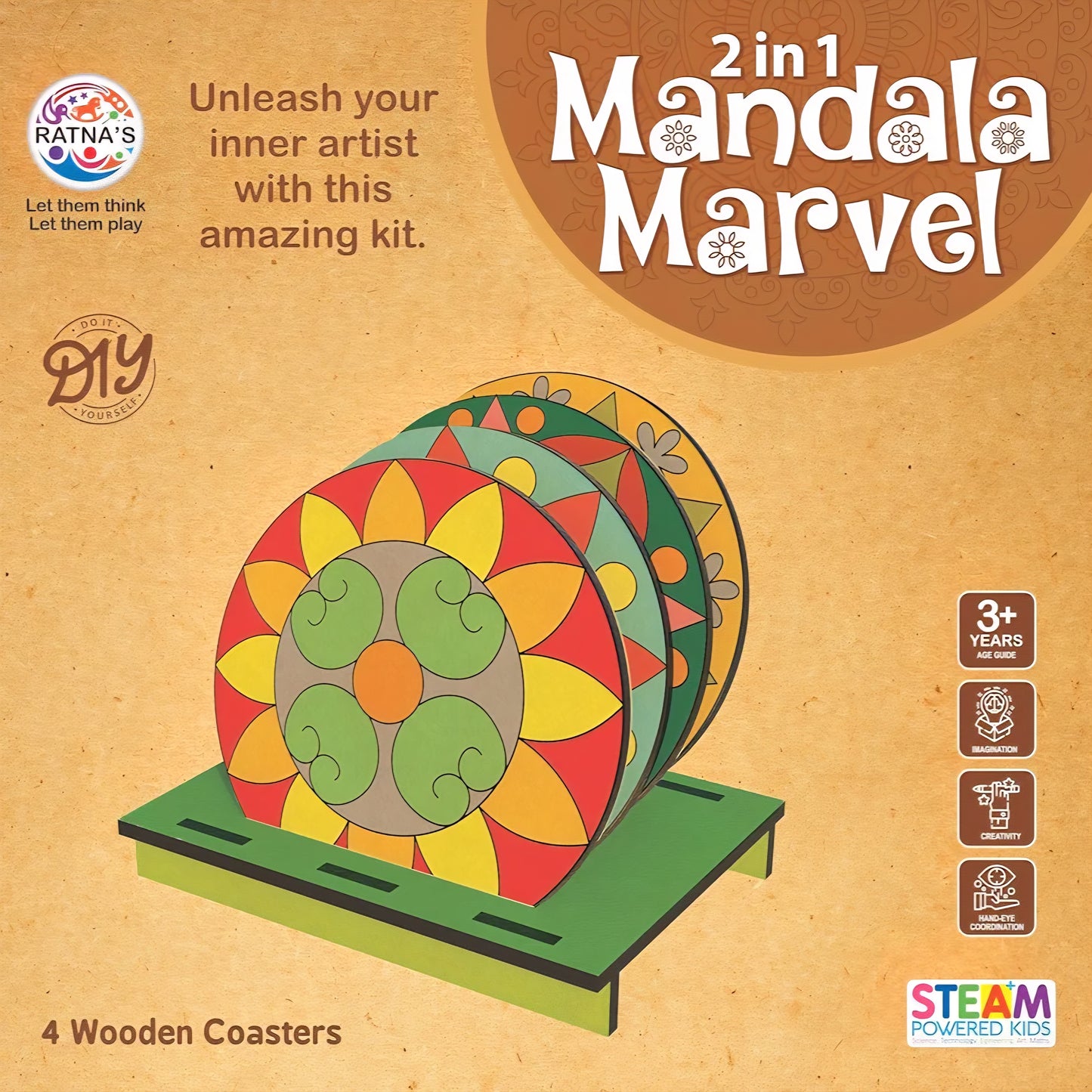 2in1 Mandala Marvel Coloring Coasters & Canvas Mat Washable & Reusable Creative Coloring Fun for Kids & Adults