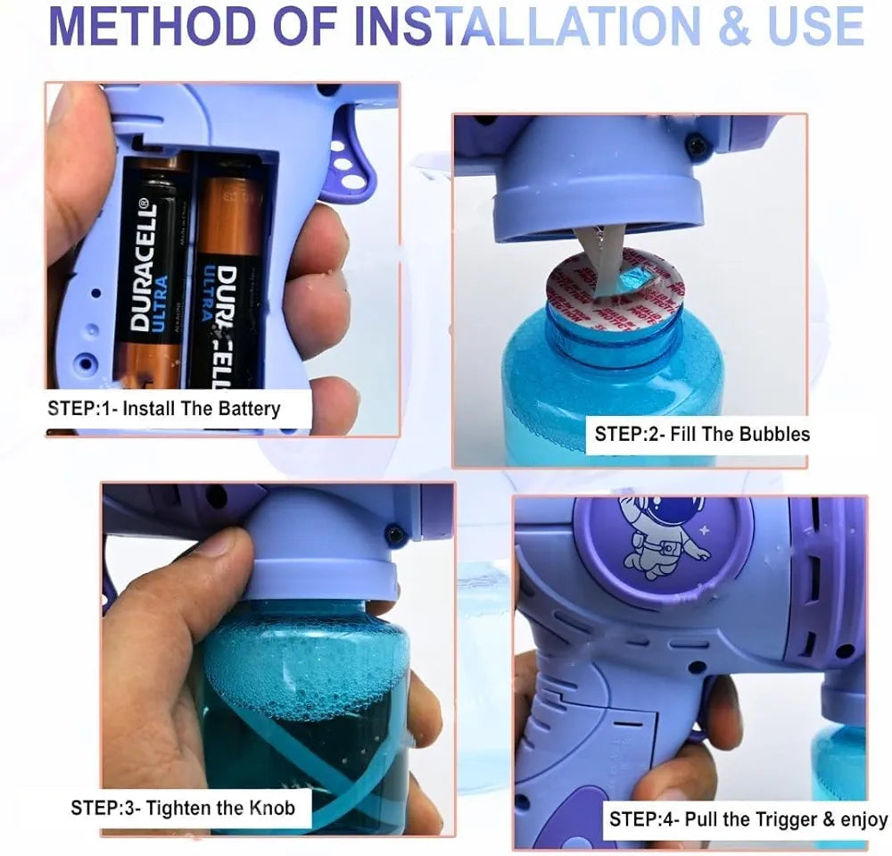 Space Bubble Gun Machine for Kids Toddlers | 5000+ Bubbles Per Minute | Leak-Proof, Automatic Space Bubble Blower with Led Light (Space Bubble Gun)(Purple)
