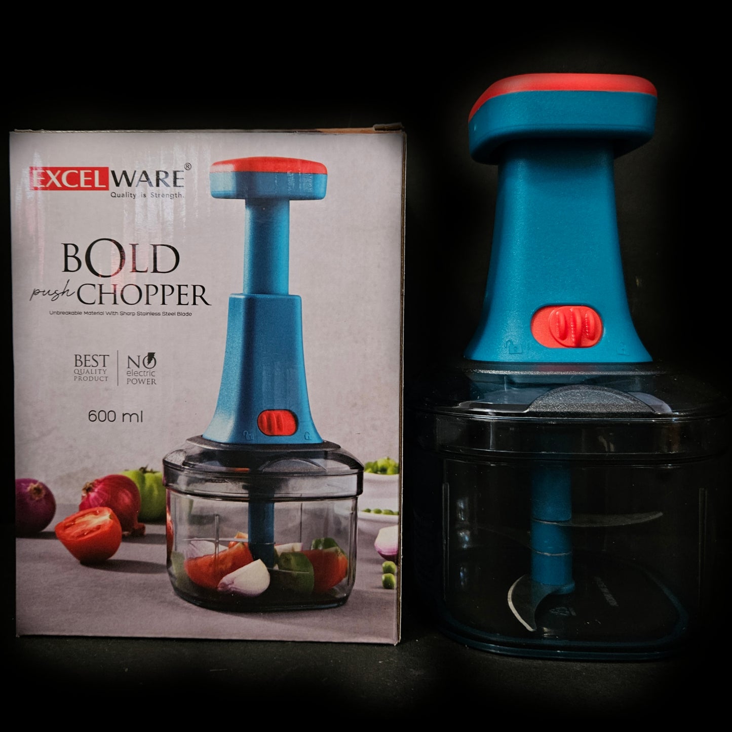 Excel Ware Bold Push Chopper with perfect lock & unlock system 600ml Capable Chopper