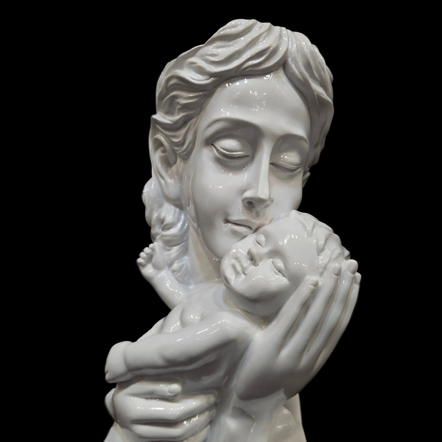 Mother and Child Decorative Statue, White Resin Sculpture,Handmade Home Decor, Modern Art Tabletop Figurine