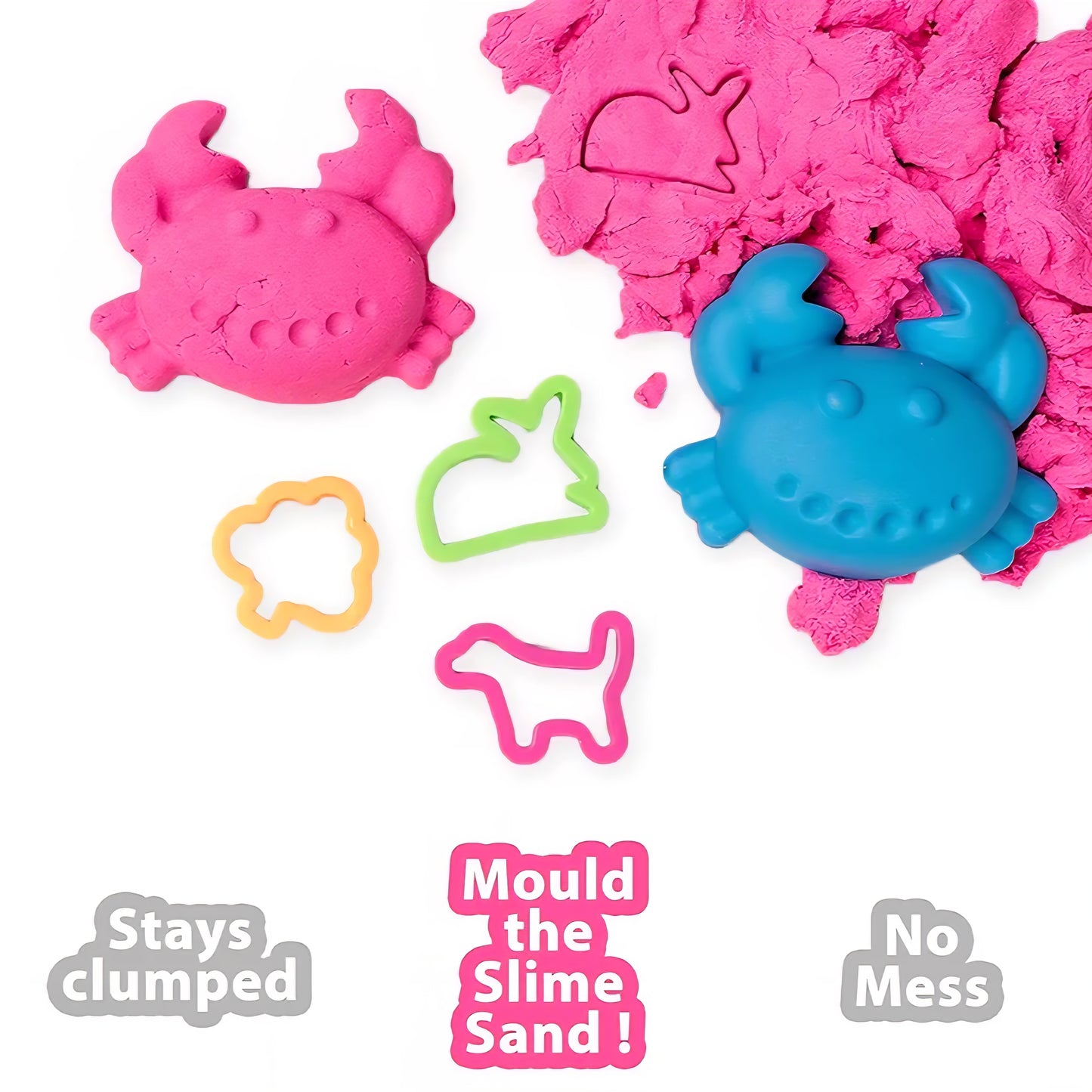 Ratna's Slime Sand Pink 500 GMS with Moulds for Kids Kinetic Sand Kit Soft Smooth Clay Dough Toy