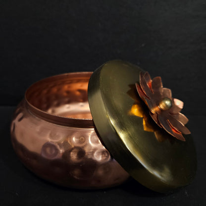 Hammered Gold Copper Plated Jar/Copper Container for Dry Fruits/Decorative Serving Bowl