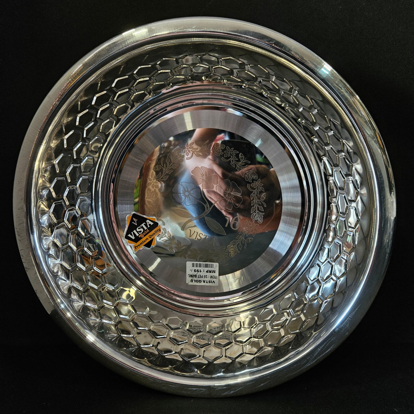 Floral & hexagon Designed Vista Gold Premium Quality stainless Steel Big size food Storage Bowl
