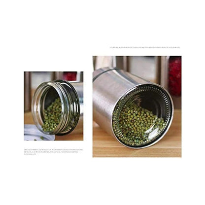 Stainless Steel Canister with Glass Window - Kitchen Counter Storage, Food Container for Sugar, Flour, Coffee or Tea, Silver Color 1 Jar (800ML)