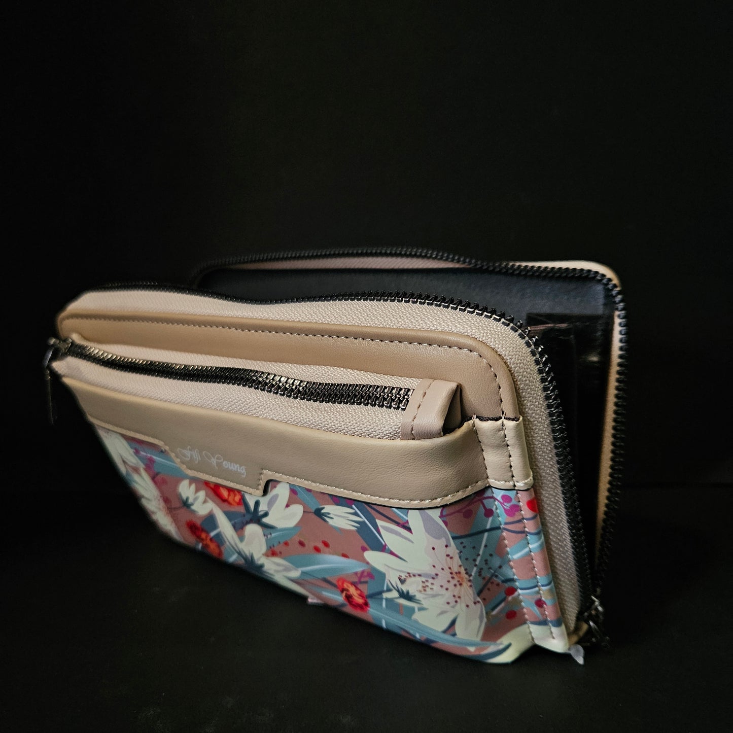 Leather Thin Slim Wallets for Women Wallet for Women with Double Zipper