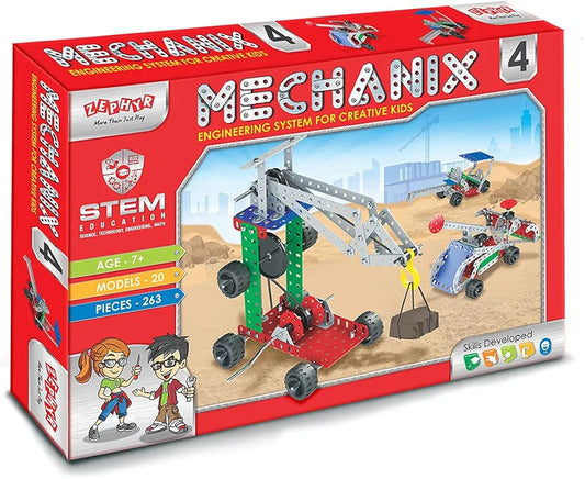Mechanix-4, DIY STEM Toy, Building and Construction Set for Boys and Girls Age 7+ Years