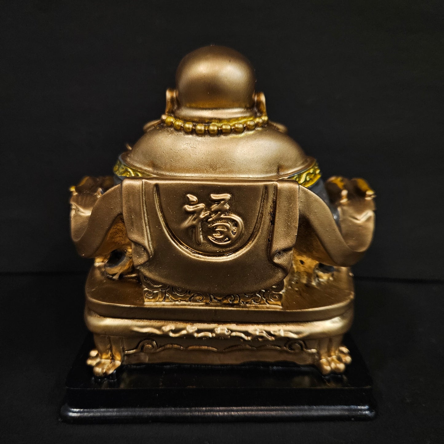 Chinese Handicrafts Resin Laughing Buddha Sitting on Dragon Chair Sculpture Wealth Lucky Statue Home Decoration Gift