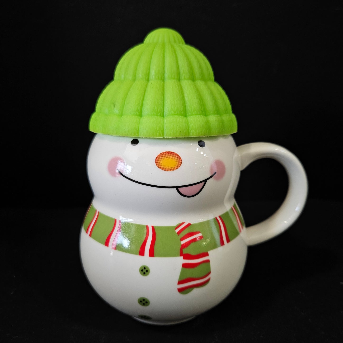 Cute Snowmans Santa Clause, Christmas with Silicon Lid Cover, Cartoon Print Ceramic for Tea/Coffee/Milk, Ceramic Snowman cup Ceramic Coffee Mug