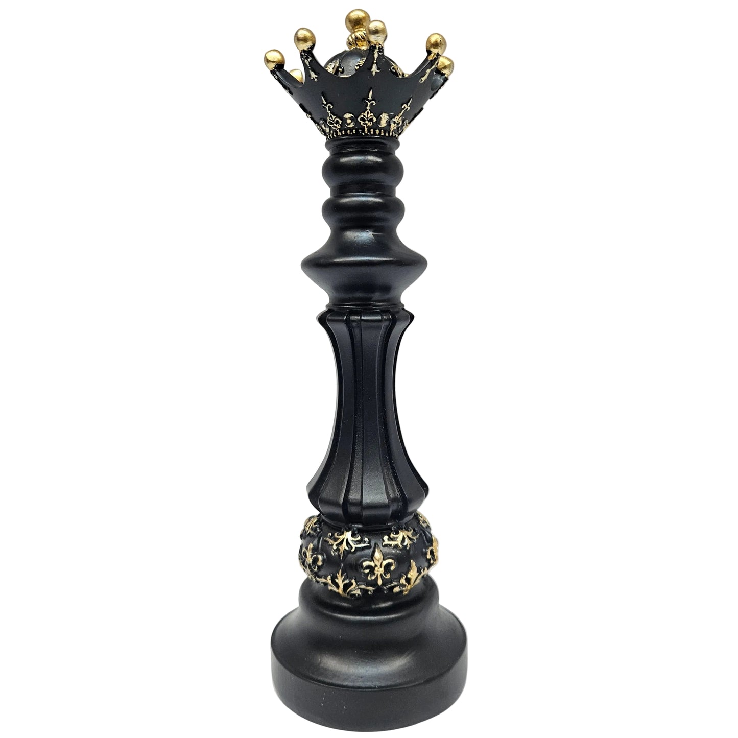 Queen Chess Piece Showpiece – Black & Gold Resin Decorative Figurine | Elegant Home & Office Décor Accent | Luxury Table, Shelf & Study Decoration | Gift for Chess Lovers