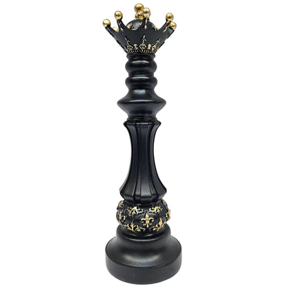Queen Chess Piece Showpiece – Black & Gold Resin Decorative Figurine | Elegant Home & Office Décor Accent | Luxury Table, Shelf & Study Decoration | Gift for Chess Lovers