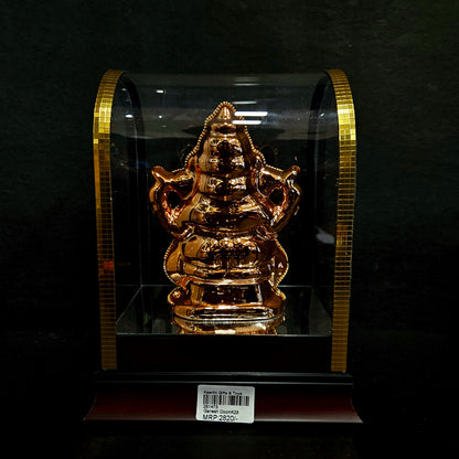 24 carat gold Plated vinayaka idol with stone designer,transparent protective cabin