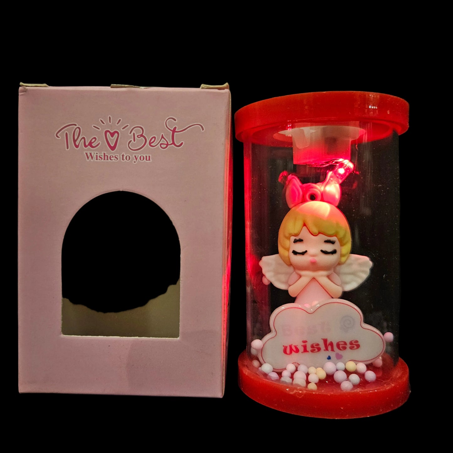 Angel best wishes lighting in a glass capsule perfect for couple gifting