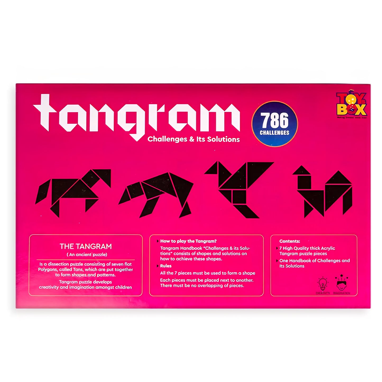 Tangram Puzzle 7 Pieces and 786 Patterns Educational Jigsaw Puzzle Game of Shapes for Mind Development of Kids