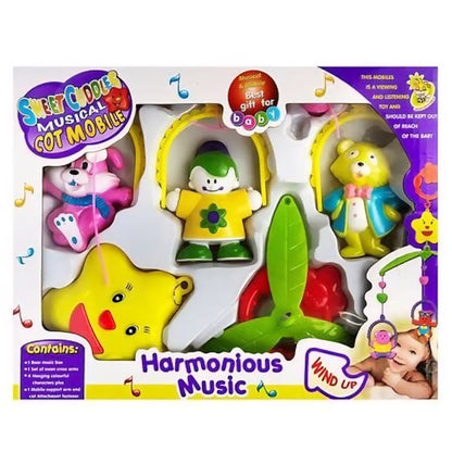 Trendy & Handy Cuddles Harmonious Musical cot with Hanging Cartoons for Toddlers