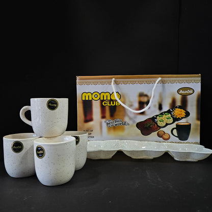 Audii momo club the best bits in the world a set of 4 piece of cups & 1 platter snack set