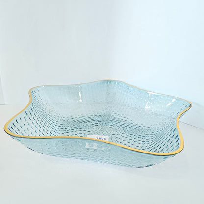 Star Shaped designer plate,Crystal Clear transparent Appetizer Plates Snack Fruit with Golden Edges