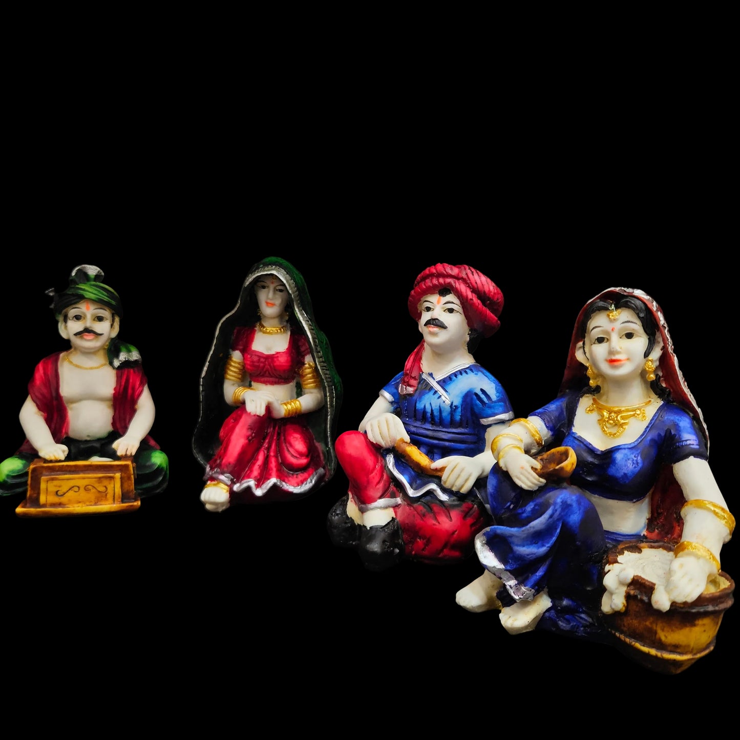 Polyresin and Marble Dust Handmade Rajasthani Couple Cultural Statue Showpiece for Home Decor Living Room, Bedroom