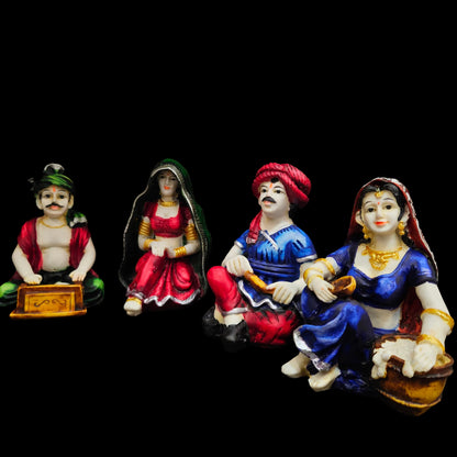 Polyresin and Marble Dust Handmade Rajasthani Couple Cultural Statue Showpiece for Home Decor Living Room, Bedroom
