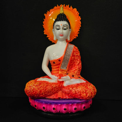 Lord Buddha White with attractive and stones designed Idol for Living & Drawing Room