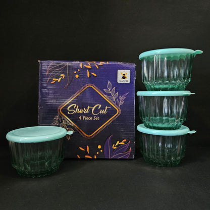 Short cut 4 pieces set glass storage small Containers for groceries & Dry Fruits Storage purpose