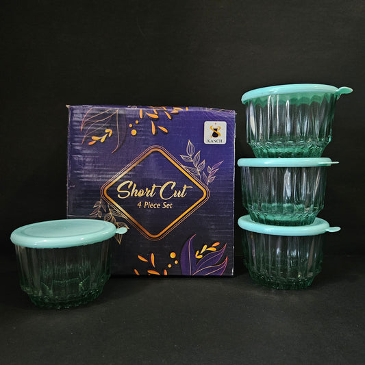 Short cut 4 pieces set glass storage small Containers for groceries & Dry Fruits Storage purpose