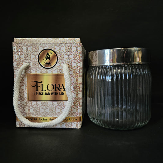Rain drops Flora glass jar with Lid Storage jar for multi purpose usage & for Return gifting purpose