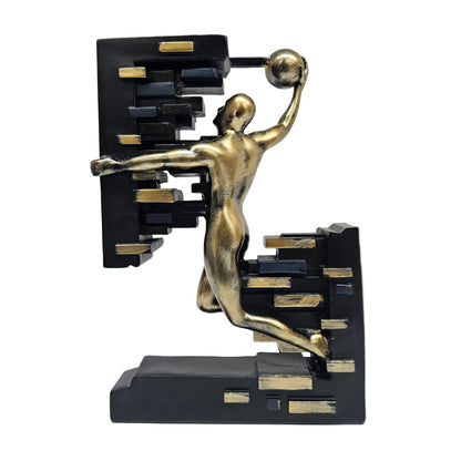 Abstract sport Man Sculpture – Matte Black & Teal Resin Decorative Showpiece for Home, Office, Gym & Living Room Decor  Figurine Modern Art Statue Sports Decor