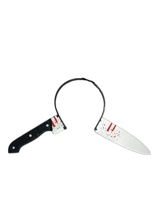 Bloody Sharp Point Knife Headband Fancy Dress Accessory - Halloween Adults Silver/Black