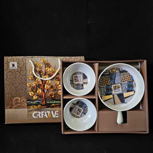 Kanch creative 2 pieces bowls & 1 pan set perfect for Return gifting