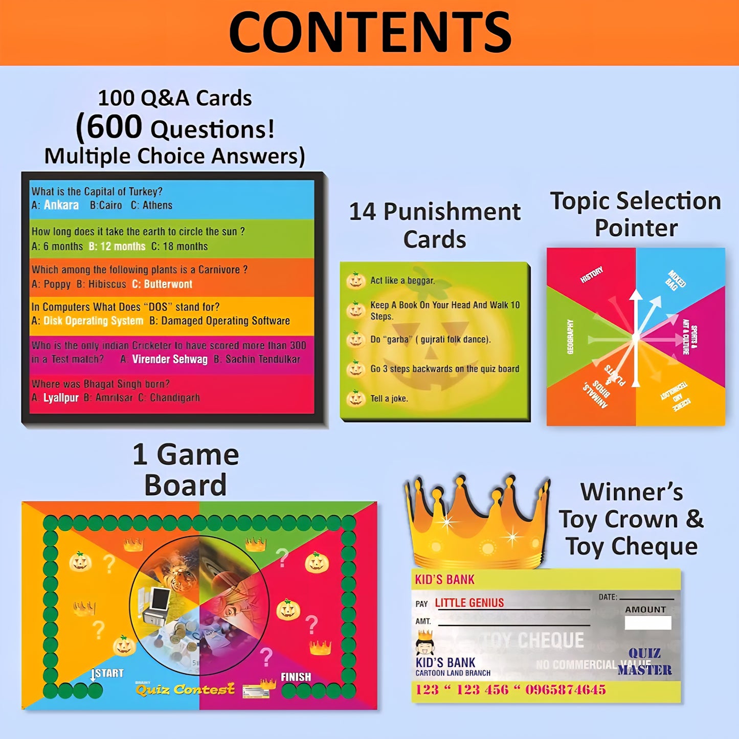 Brainy Quiz Contest (BQC) - Educational Board Game- Science, History, Geography, Sports Board Game for Kids, Improves General Knowledge, Birthday Gifts for Boys & Girls Ages 8, 9, 10 & Up