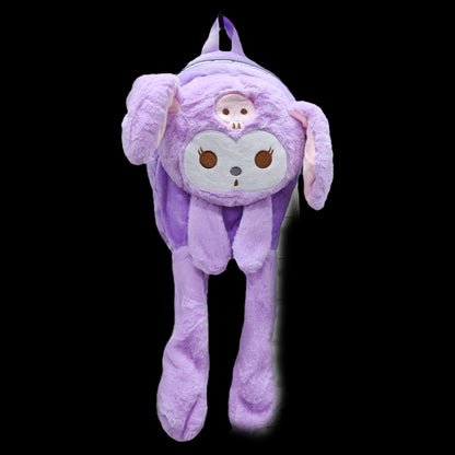 Cartoon character themed soft fur backpack for kids