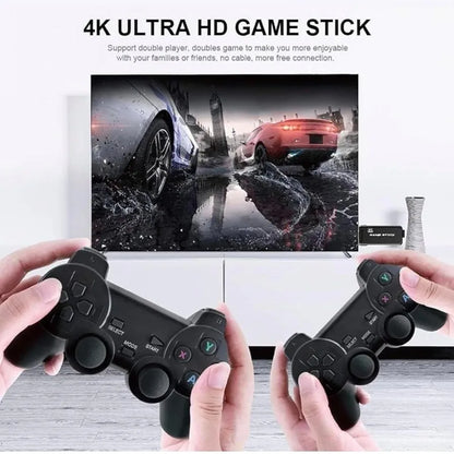 4K Ultra HD Game Stick with 2 Wireless Controllers, Double Player Support, Cable-Free Gaming