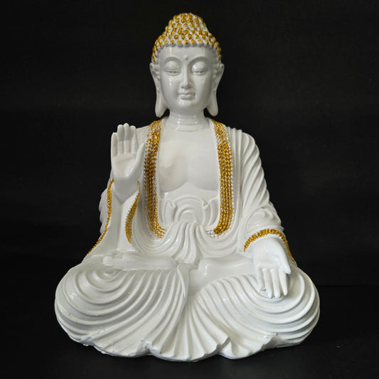 The Healing Spirit Blessing Buddha White & gold Statue for Home Decor