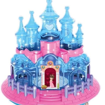 Princess Castle Toy for Girls with Lights & Music, Rotating Omni-Directional Moving Fairy Castle Playset, Battery Operated Bump & Go Fantasy Palace Toy Gift for Kids