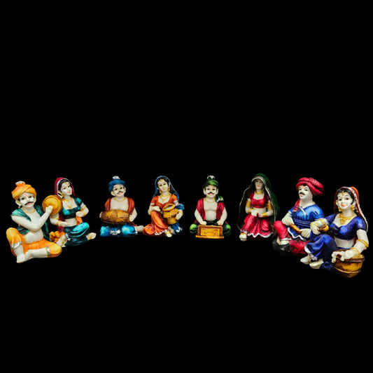 Polyresin and Marble Dust Handmade Rajasthani Couple Cultural Statue Showpiece for Home Decor Living Room, Bedroom