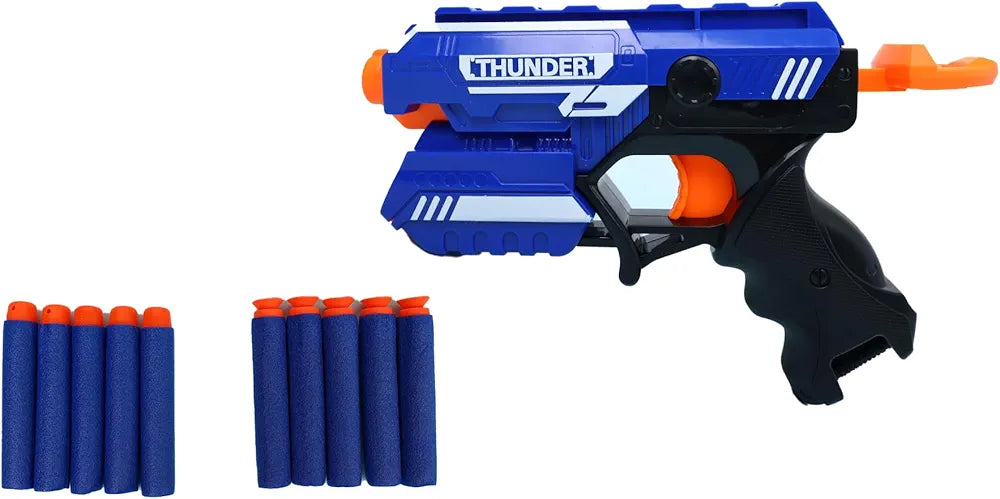 Blaze Storm Manual Soft Bullet Gun, a toy gun that shoots soft foam bullets.