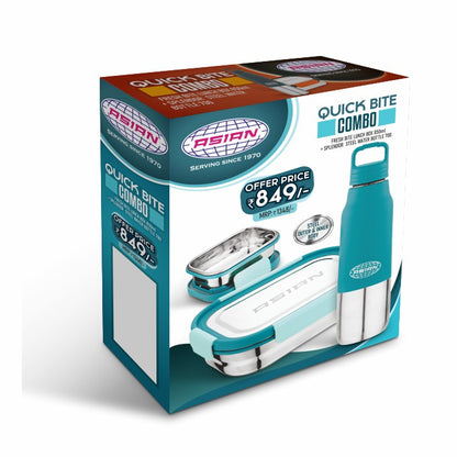 Asian Quick Bite Combo fresh bite lunch box 850ml & splendor Steel Water Bottle