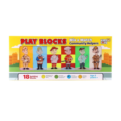 Play Blocks Mix & Match Animals Building Blocks Set, 18 Pieces, Age 3 Years+