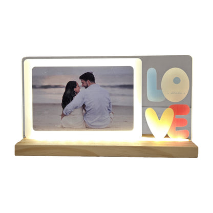 Acrylic photo frame with led night lamp,with personalized photo frame perfect for home decor & Gifting purpose