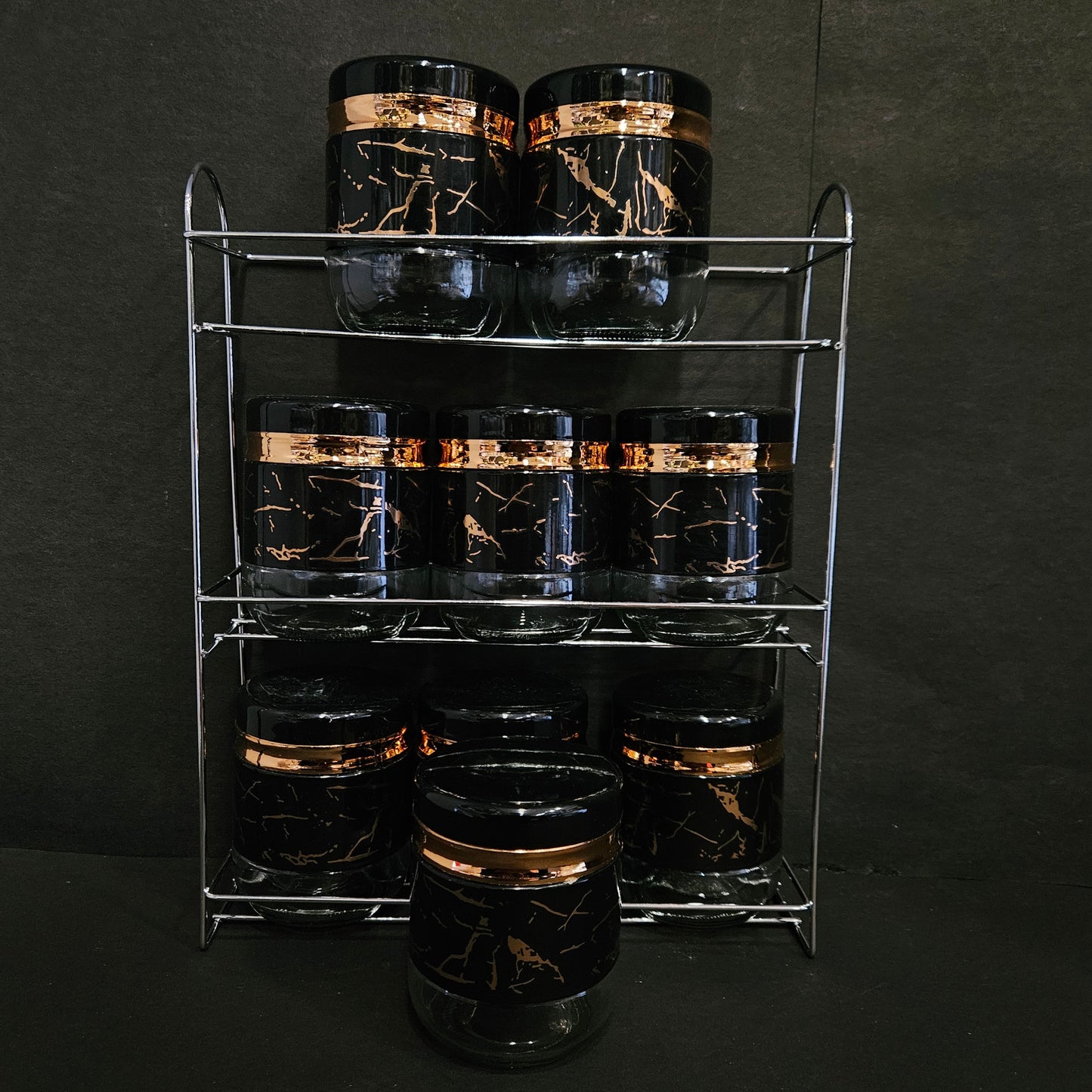 Green kivvi exquisite glassware home fashion high quality glass 9 pieces food Storage jars