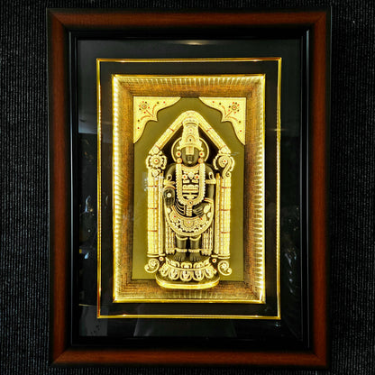 Lord Balaji decorated with stones lighting photo frame in a wooden Box